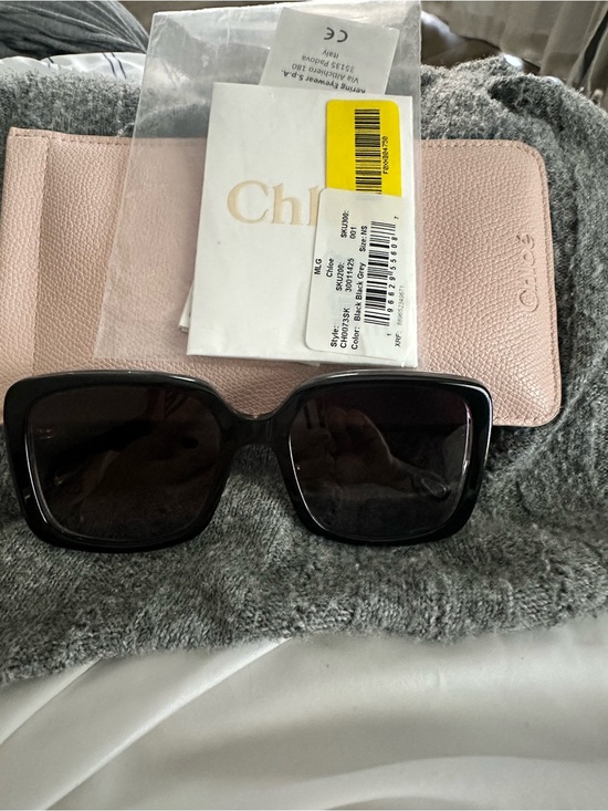 Chloe Accessories - Chloe Black Oversized Square Sunglasses with Pale Pink Case